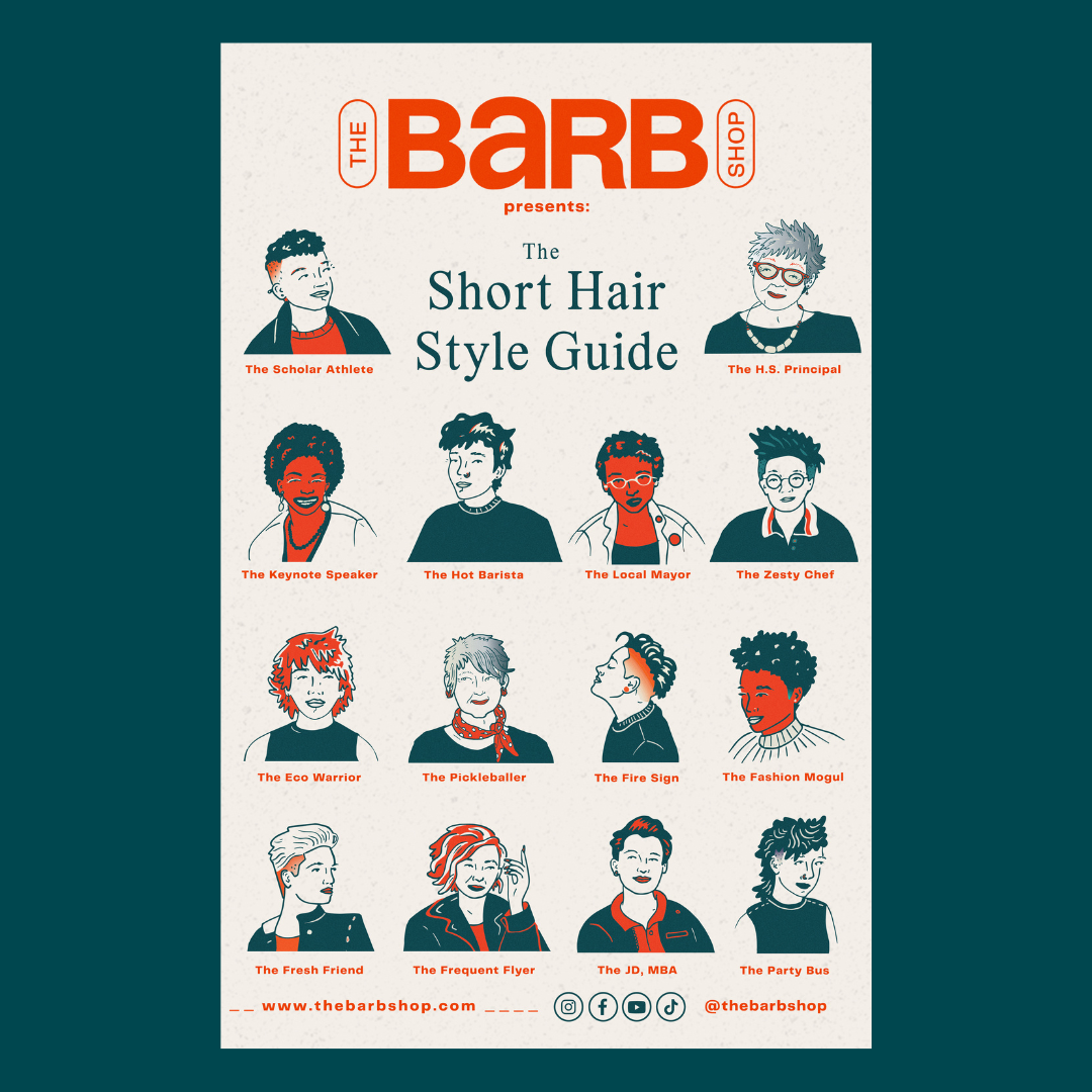 Short Hair Style Guide Poster (11x17 in)
